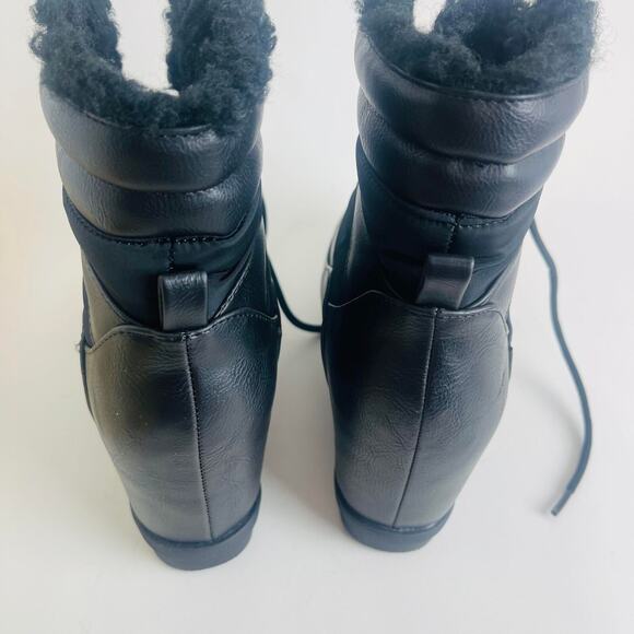 JustFab Kamryn Ankle Wedge Boots Black LaceUp Platform High Heel For Women Size7 - Picture 6 of 10